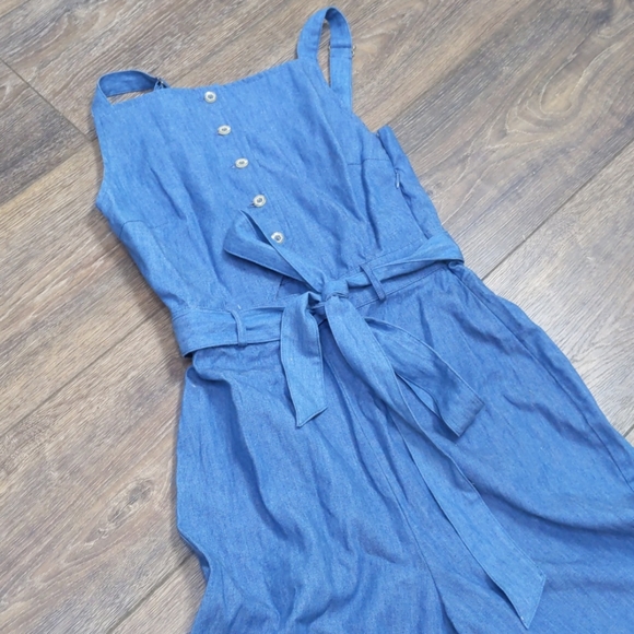 Super cute ModCloth denim romper jumpsuit EUC XXS - Picture 4 of 7